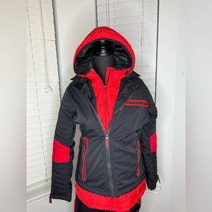 Women's Black and Red Ski Jacket